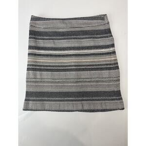 LOFT Textured Woven Mini Skirt Boho Stripe Tweed Neutral Office Career Size 8